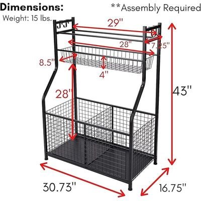 Homesmiths Garage Storage With Baskets And Hooks  - Black