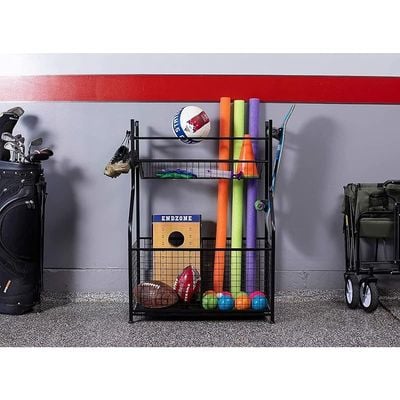 Homesmiths Garage Storage With Baskets And Hooks  - Black