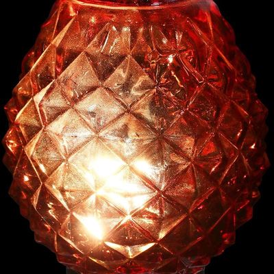 Exhart Solar And Pineapple Garden Stake - Glass, Metal, Red