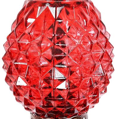 Exhart Solar And Pineapple Garden Stake - Glass, Metal, Red