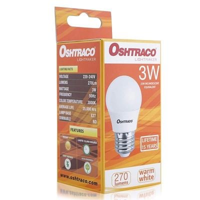 Oshtraco 3 Watt E27 Warm White Led Bulb