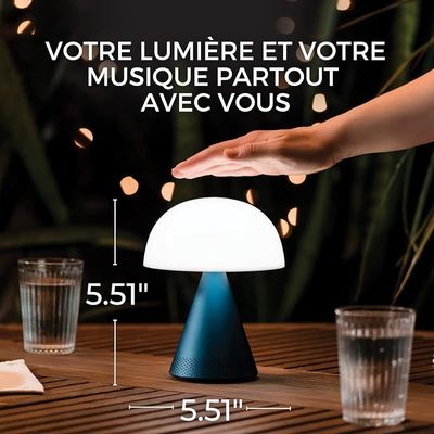 Lexon Mina L Audio Large Bedside Lamp LED Portable Table Light with Speakers - Dark Blue
