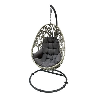 Modern Hanging Swing Chair With Stand Contemporary Plush Cushion Eco-Friendly Indoor Outdoor Furniture Grey