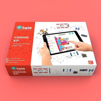 Twin Science App-Enabled Coding Kit For Kids - Learn To Build And Code Your Own Robots With 6 Piece Lego Compatible Set