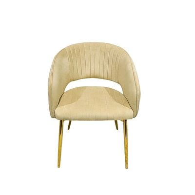 Maple Home Modern Velvet Dining Chairs Upholstered Chairs with Hollow Back Golden Legs Accent Armrest Kitchen Living Room Furniture