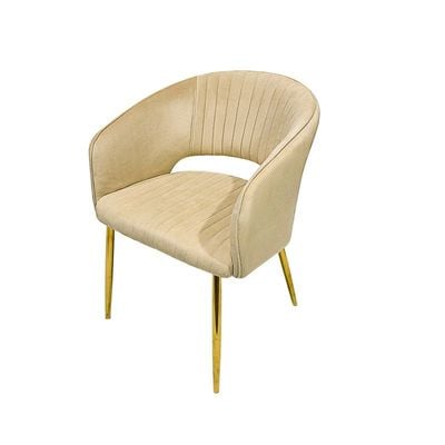 Maple Home Modern Velvet Dining Chairs Upholstered Chairs with Hollow Back Golden Legs Accent Armrest Kitchen Living Room Furniture