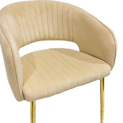 Maple Home Modern Velvet Dining Chairs Upholstered Chairs with Hollow Back Golden Legs Accent Armrest Kitchen Living Room Furniture