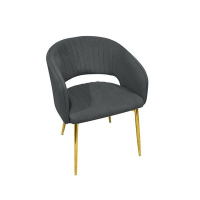Modern Velvet Dining Chairs Upholstered Chairs with Hollow Back Golden Legs Accent Armrest Kitchen Living Room Furniture