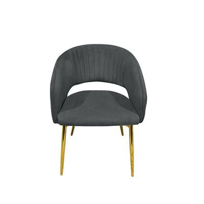 Modern Velvet Dining Chairs Upholstered Chairs with Hollow Back Golden Legs Accent Armrest Kitchen Living Room Furniture