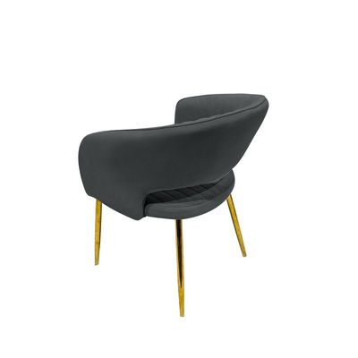 Modern Velvet Dining Chairs Upholstered Chairs with Hollow Back Golden Legs Accent Armrest Kitchen Living Room Furniture