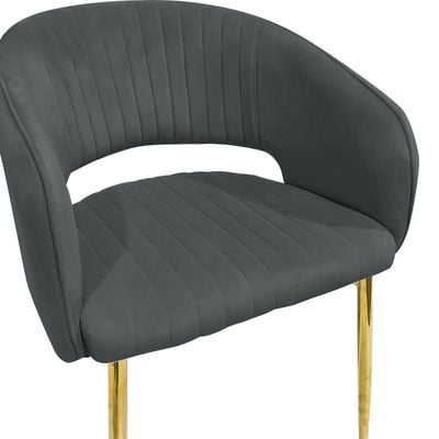 Modern Velvet Dining Chairs Upholstered Chairs with Hollow Back Golden Legs Accent Armrest Kitchen Living Room Furniture