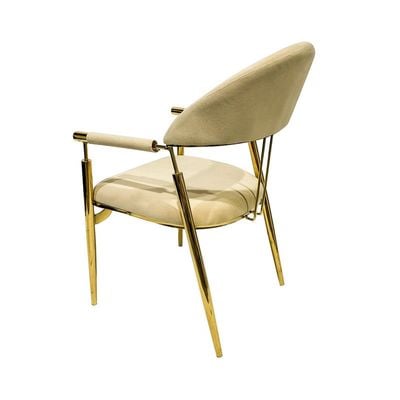 Contemporary Metal Dining Chairs Armrest Golden Metal Legs Kitchen Living Event Furniture