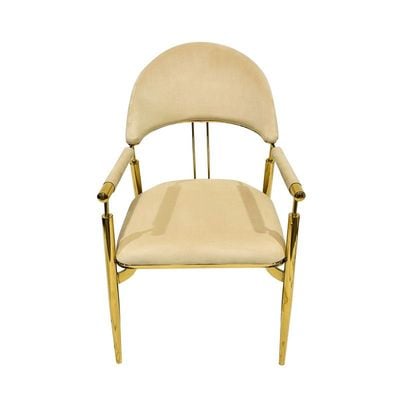 Contemporary Metal Dining Chairs Armrest Golden Metal Legs Kitchen Living Event Furniture