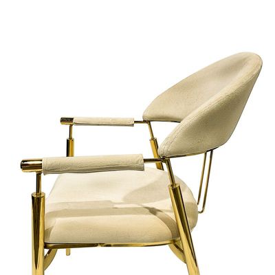Contemporary Metal Dining Chairs Armrest Golden Metal Legs Kitchen Living Event Furniture