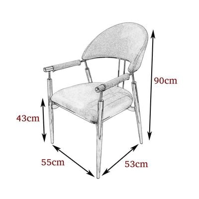 Contemporary Metal Dining Chairs Armrest Golden Metal Legs Kitchen Living Event Furniture