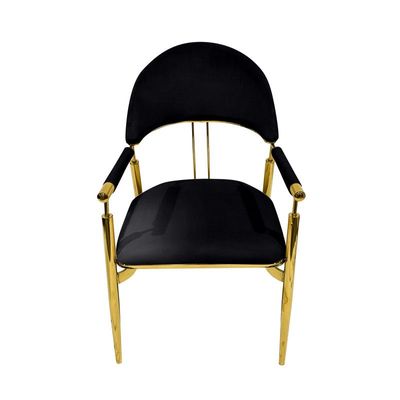 Maple Home Contemporary Metal Dining Chairs Armrest Golden Metal Legs Kitchen Living Event Furniture