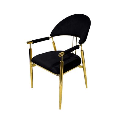 Buy Contemporary Metal Dining Chairs Armrest Golden Metal Legs Kitchen Living Event Furniture Online Danube Home UAE