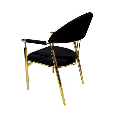 Maple Home Contemporary Metal Dining Chairs Armrest Golden Metal Legs Kitchen Living Event Furniture