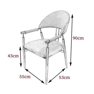 Maple Home Contemporary Metal Dining Chairs Armrest Golden Metal Legs Kitchen Living Event Furniture