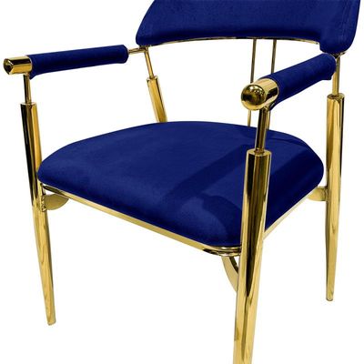 Maple Home Contemporary Metal Dining Chairs Armrest Golden Metal Legs Kitchen Living Event Furniture