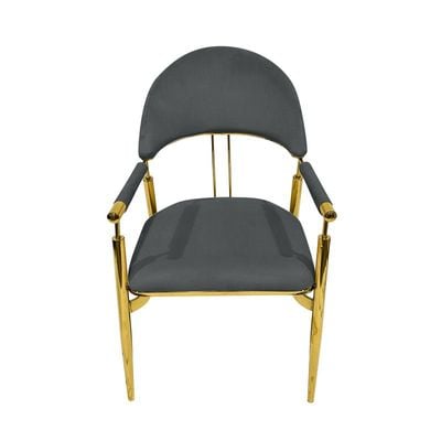 Contemporary Metal Dining Chairs Armrest Golden Metal Legs Kitchen Living Event Furniture