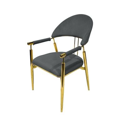 Contemporary Metal Dining Chairs Armrest Golden Metal Legs Kitchen Living Event Furniture