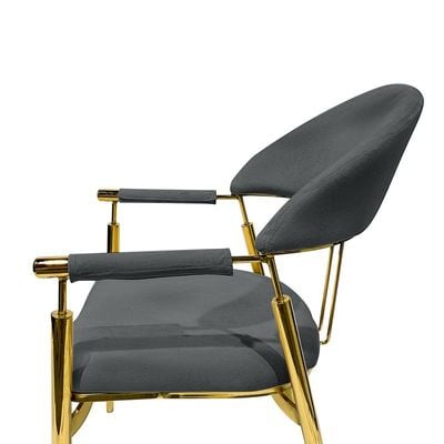 Contemporary Metal Dining Chairs Armrest Golden Metal Legs Kitchen Living Event Furniture