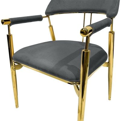 Contemporary Metal Dining Chairs Armrest Golden Metal Legs Kitchen Living Event Furniture