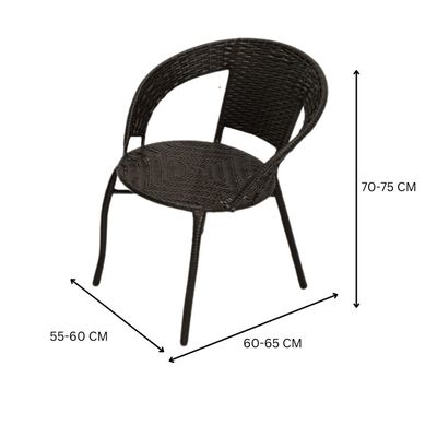 Patio Rattan 1+2 Rattan for Dinning Table Set with Wicker Glass Top Modern Coffee Table Waterproof Set Chairs Outdoor & Indoor area| Dining Room| Kitchen| Coffee shop| Home Garden | Color BLACK