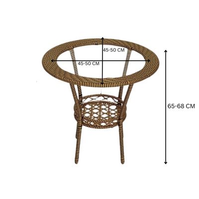 Patio Rattan 1+2 Rattan for Dinning Table Set with Wicker Glass Top Modern Coffee Table Waterproof Set Chairs Outdoor & Indoor area| Dining Room| Kitchen| Coffee shop| Home Garden | Color GOLD