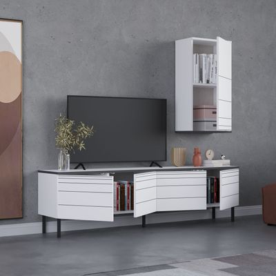 Arya TV Unit Up To 70 Inches With Storage - White  - 2 Years Warranty