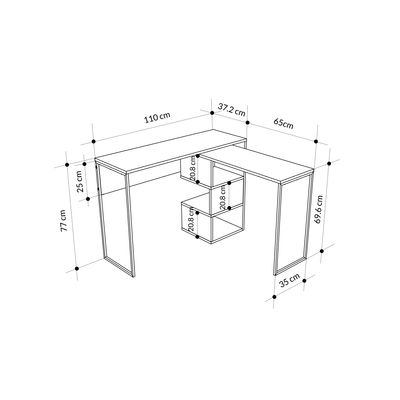 Badau Working Table With Storage - Oak - 2 Years Warranty