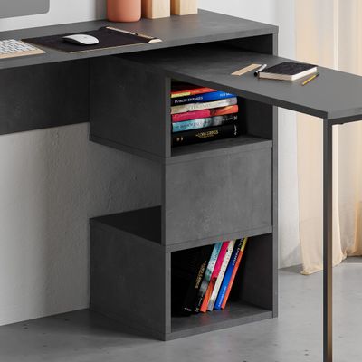 Mourah Badau Working Table With Storage - Retro Grey - 2 Years Warranty