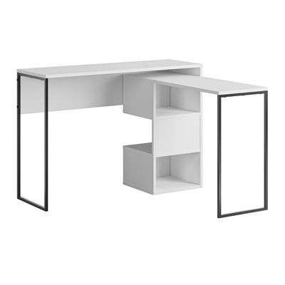 Mourah Badau Working Table With Storage - White - 2 Years Warranty