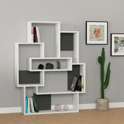 Barce Bookcase - White/Anthracite - 2 Years Warranty