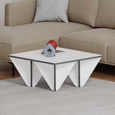 Mourah Diamond Coffee Table - White/Anthracite - 2 Years Warranty