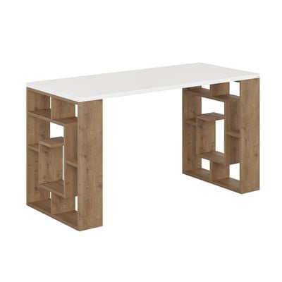 Mourah Labirent Working Table With Storage - White/Hitit  - 2 Years Warranty