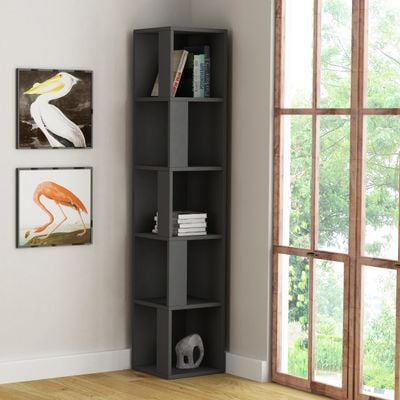 Mourah Piano Corner Bookcase - Anthracite - 2 Years Warranty