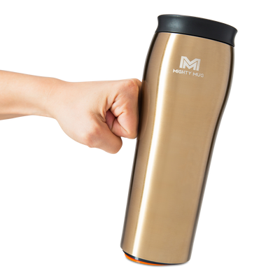 MIGHTY MUG TRAVEL MUG , GO ALLOY STAINLESS STEEL - GOLD - 360 , 16 Oz, MMG-1931D