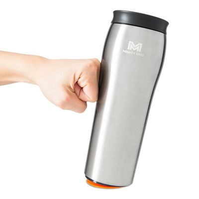 MIGHTY MUG TRAVEL MUG , GO ALLOY STAINLESS STEEL - SILVER - 360 , 16 Oz, MMG-1980D