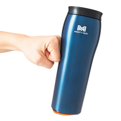 MIGHTY MUG TRAVEL MUG , GO METALLIC STAINLESS STEEL - OCEANIC BLUE MATTE - 360 , 16 Oz, MMG-1940D