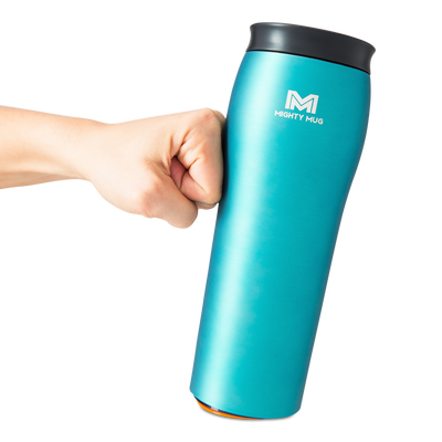 MIGHTY MUG TRAVEL MUG , GO METALLIC STAINLESS STEEL - TEAL MATTE - 360 , 16 Oz, MMG-1943D