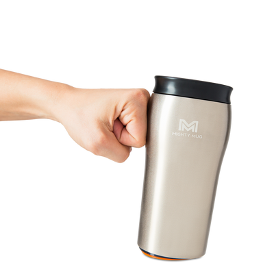 MIGHTY MUG TRAVEL MUG , SOLO ALLOY STAINLESS STEEL -METALLIC BEIGE- 360 , 12 Oz, MMG-1949D