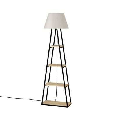 Mourah Pal Floor Lamp Uk Plug - Oak/Linen  - 2 Years Warranty