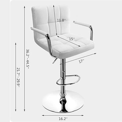 Decoration PU Adjustable Height Bar Stool Swivel Hydraulic Bar PU Armchair With Backrest 360° Upholstered Seat Assembled Home Office 