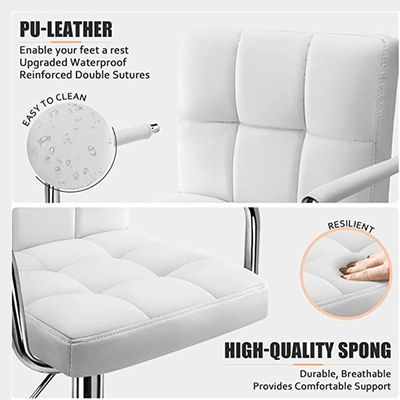 Decoration PU Adjustable Height Bar Stool Swivel Hydraulic Bar PU Armchair With Backrest 360° Upholstered Seat Assembled Home Office 