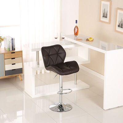 Decoration PU Bar Stool Adjustable Height Swivel Hydraulic Bar PU Armchair With Backrest 360° Upholstered Seat Assembled Home Office