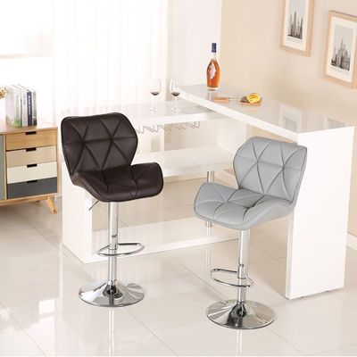 Decoration PU Bar Stool Adjustable Height Swivel Hydraulic Bar PU Armchair With Backrest 360° Upholstered Seat Assembled Home Office