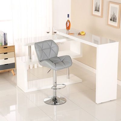 Decoration PU Bar Stool Adjustable Height Swivel Hydraulic Bar PU Armchair With Backrest 360° Upholstered Seat Assembled Home Office