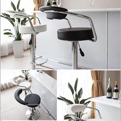 Decoration PU Bar Stool Adjustable Height Swivel Hydraulic Bar PU Armchair With Backrest 360° Upholstered Seat Assembled Home Office